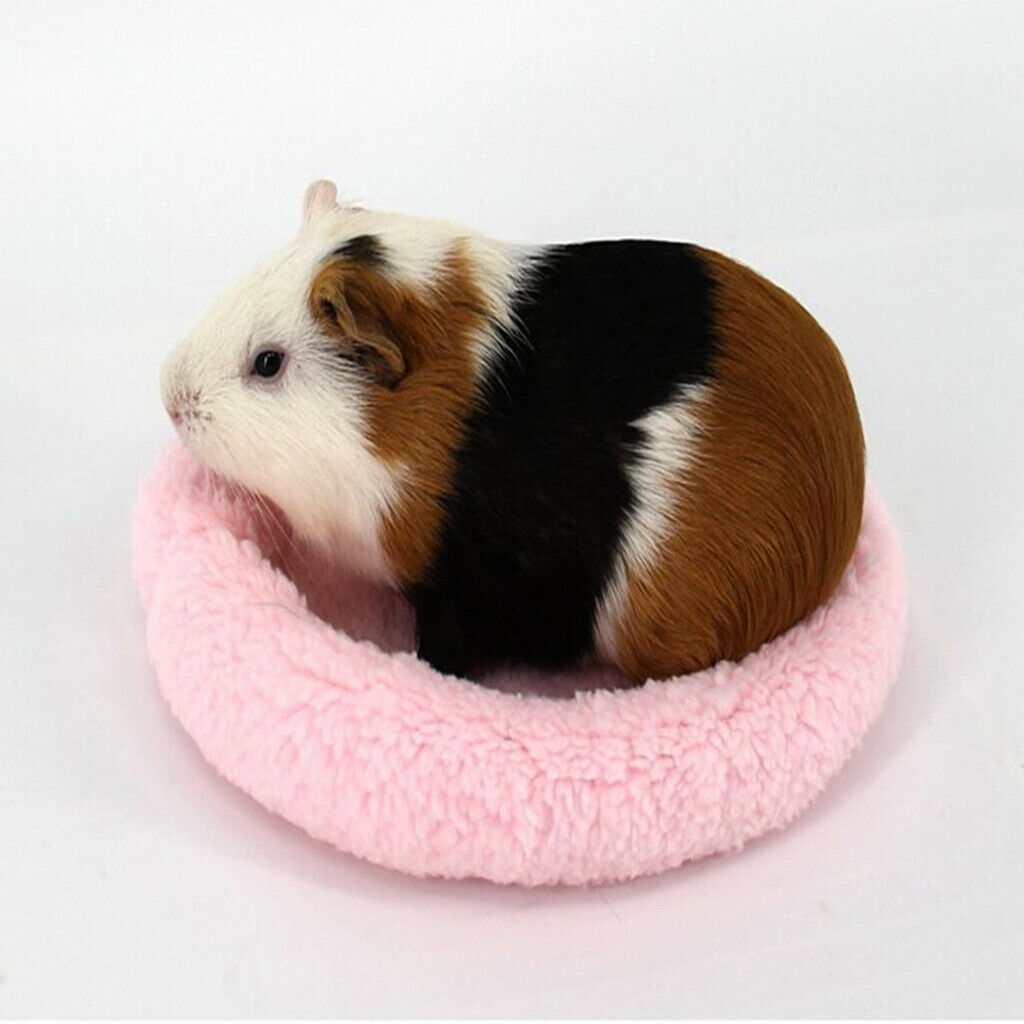 4pcs Pet Mats Warm Bedding Round for Rabbit Pig Hamster Squirrel Mice Pink