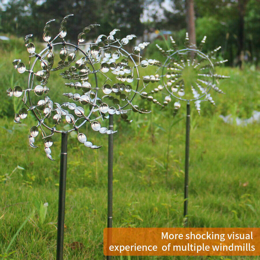 Metal Garden Wind Spinner Stake Windmill Lawn Pinwheels Home Garden Patio Decor