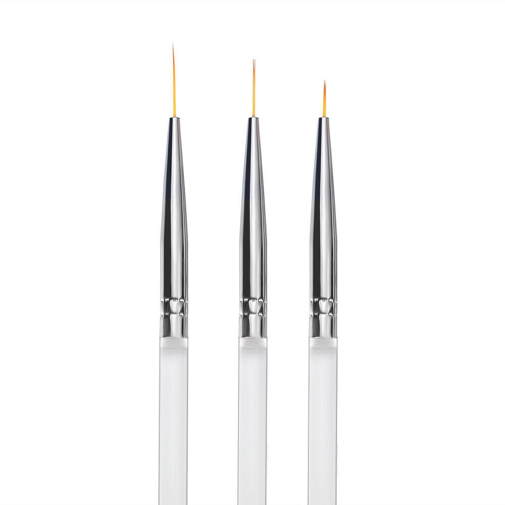3x Nails Art UV Gel Liner Drawing Brush Painting Acrylic Pen Manicure Supplies