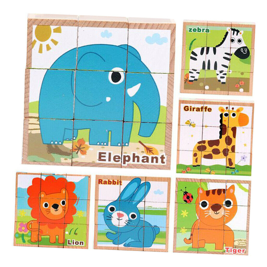 Wooden Animals Building Blocks Preschool   Block Jigsaw Travel Puzzle