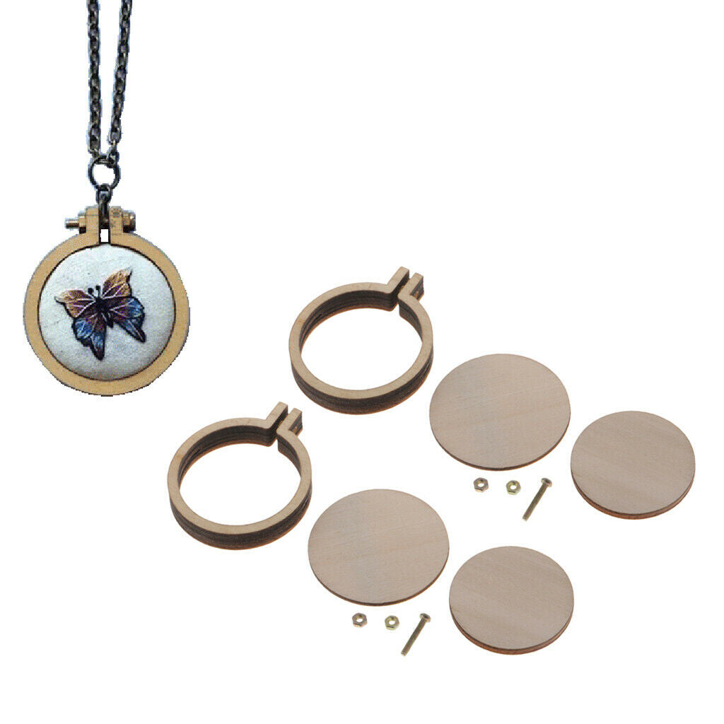 2pcs Round Wooden Embroidery Hoop Embroidered Frames Ring for DIY Supplies