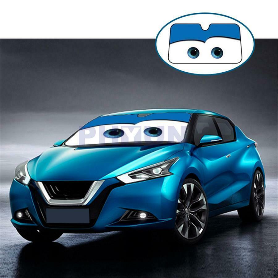 Blue Cartoon Big Eye Style Car Windscreen Cover Sun Visor Shade Anti-UV 130Ã—70CM