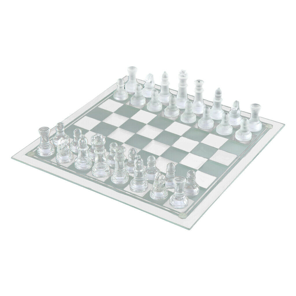 Glass Board Clear Glass Chess Set Handcrafted for Chess Lovers Toys 20x20cm