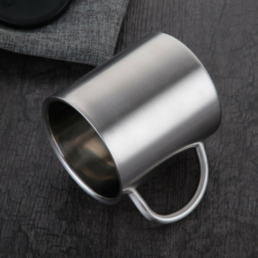 Pack of 3, Portable 300ml Stainless Steel Hot Tea Coffee Mug Cup, Unbreakable &