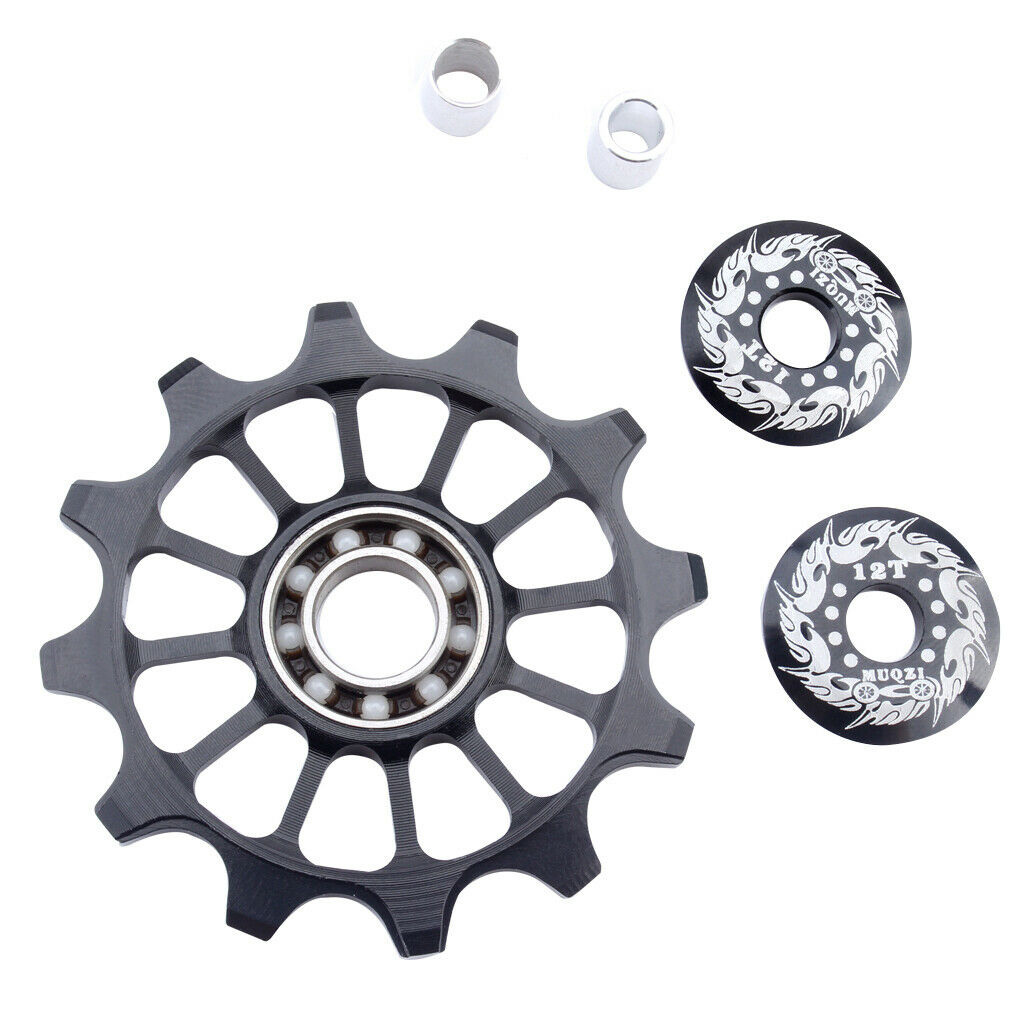 Ceramic Rear Derailleur Bike Bearing Jockey Wheel MTB Guide Pulley 12T Black