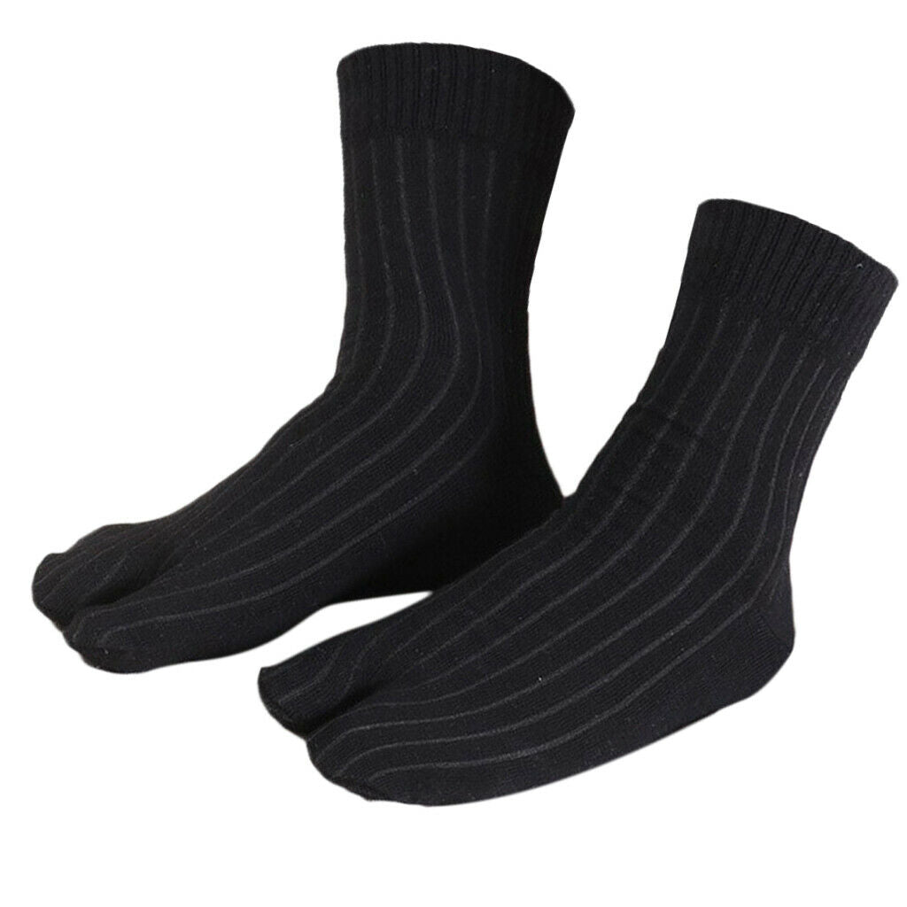 Women Stretchy 2 Pairs Pure Cotton Ankle 2 Toe Socks Striped Tabi Socks