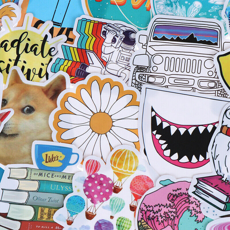 53Pcs Summer light yellow stickers DIY scrapbook suitcase laptop guitar s.l8