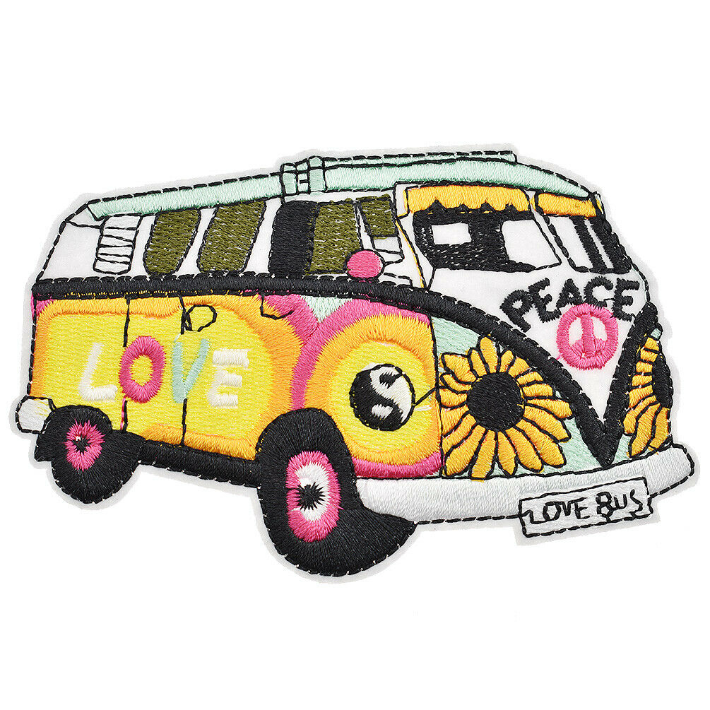 Love and Peace Bus Patch Embroidery Sew on Iron on Badge Appliques DIY Crafts