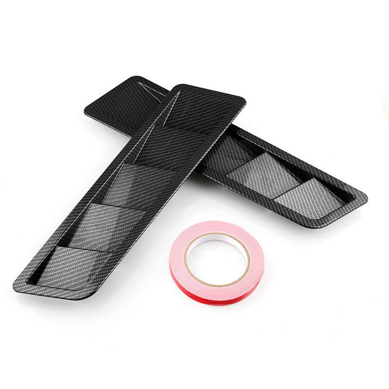 2X Universal Carbon Fiber Style Hood Vents Louver Cooling Panel Trim ABS Plastic