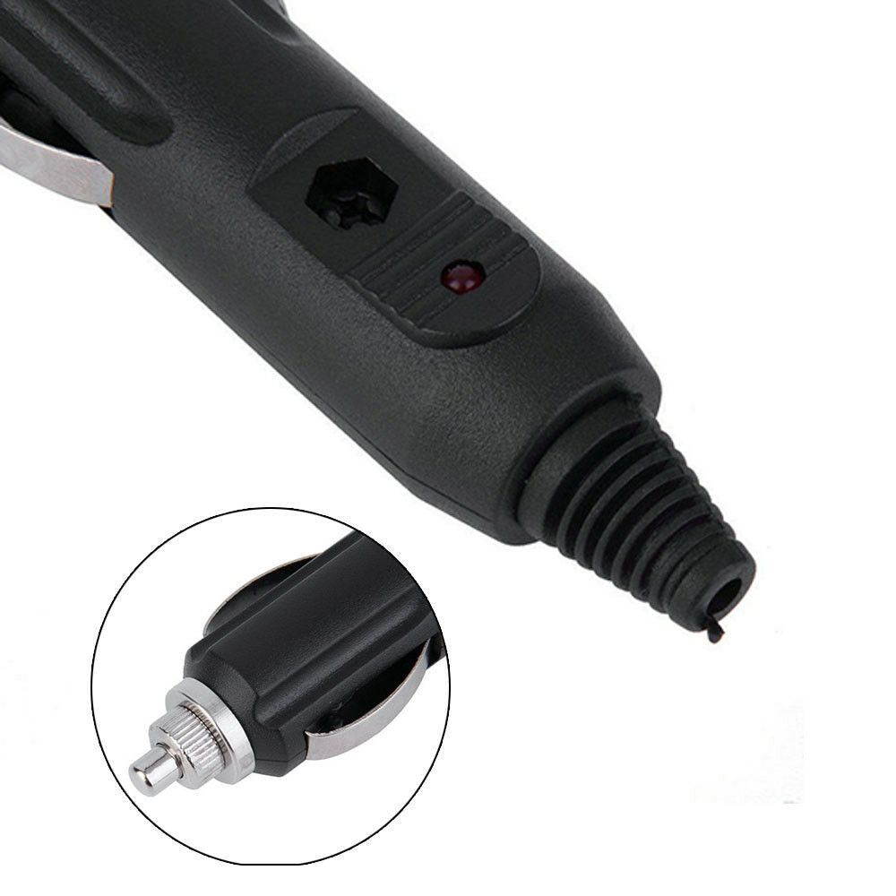 Hot 12V Male Car Cigarette Lighter Socket Plug Connector With Fuse Red LED New