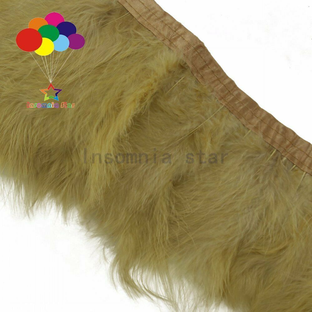 2 Meter Sand Fancy Soft Fluffy Turkey Marabou Feather Ribbon Trim Feather Width