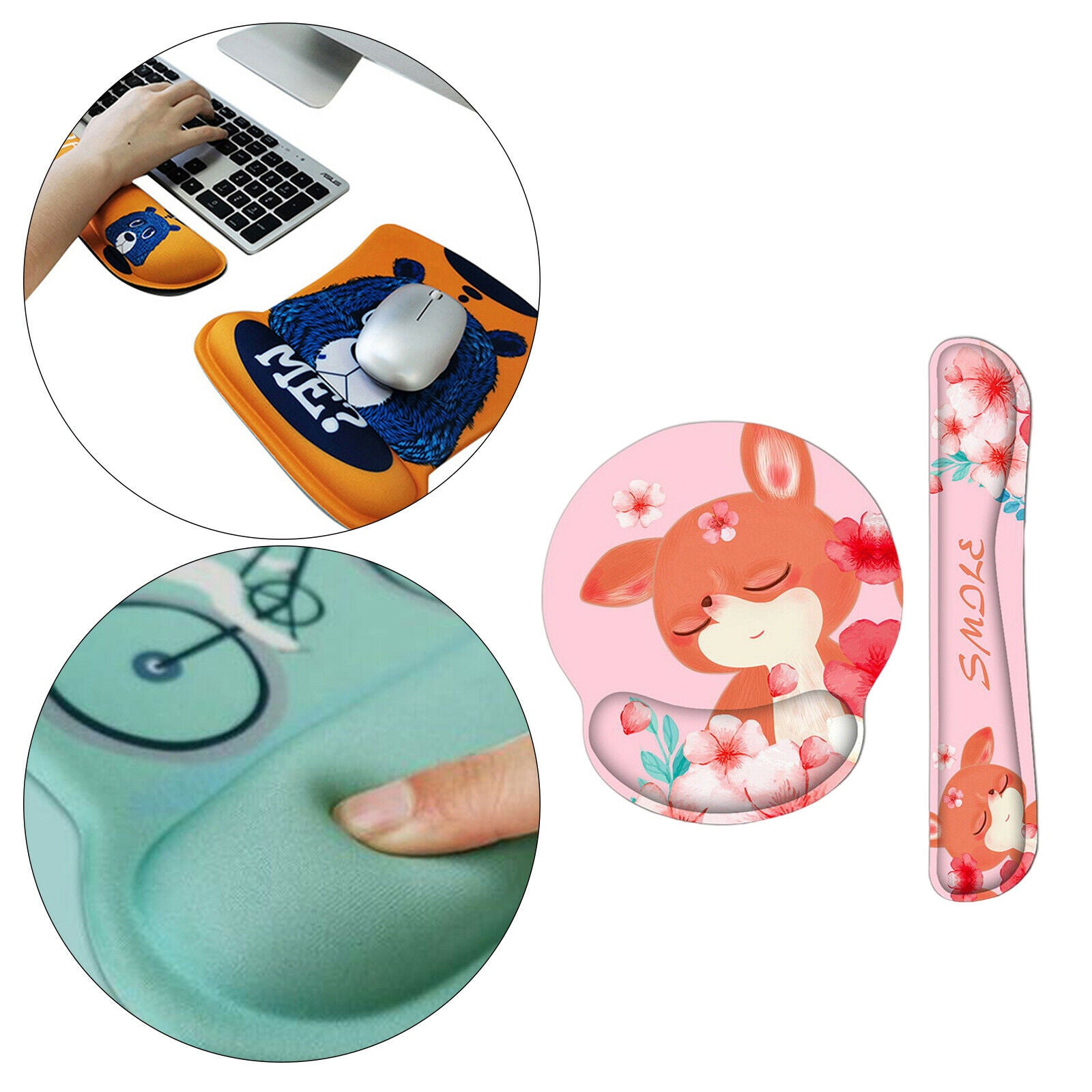 Padded Mouse and Keyboard Rest Support for PC Gaming Office Durable Colorful