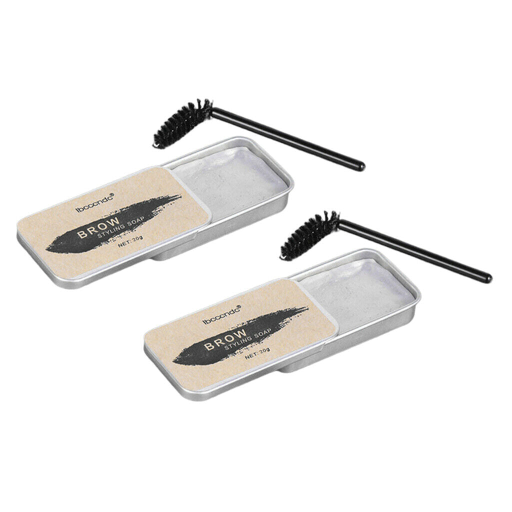 2 Pieces Makeup Eyebrow Soap Balm Brow Styling Shaping Gel with Brows Brush