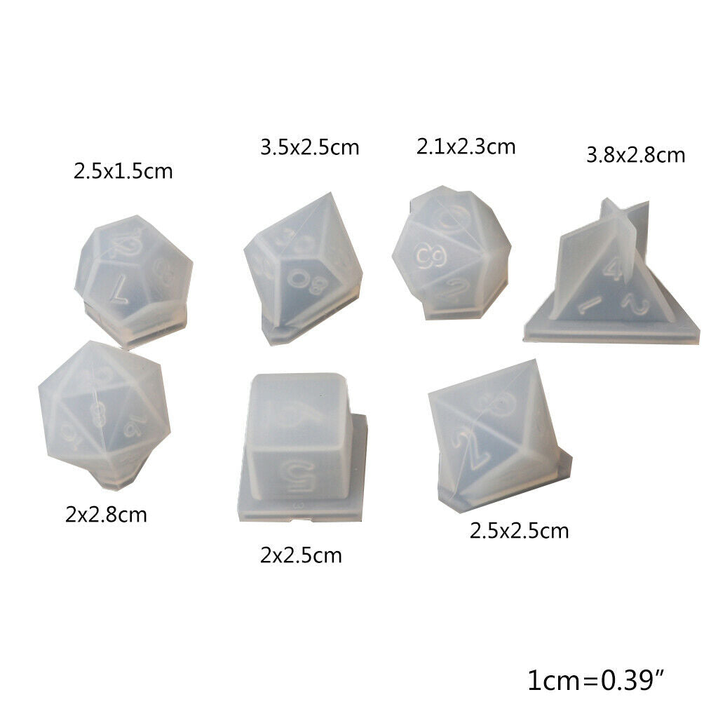 7 Shapes Dice Fillet Square Triangle Dice Mold Dice Digital Game Silicone Mould
