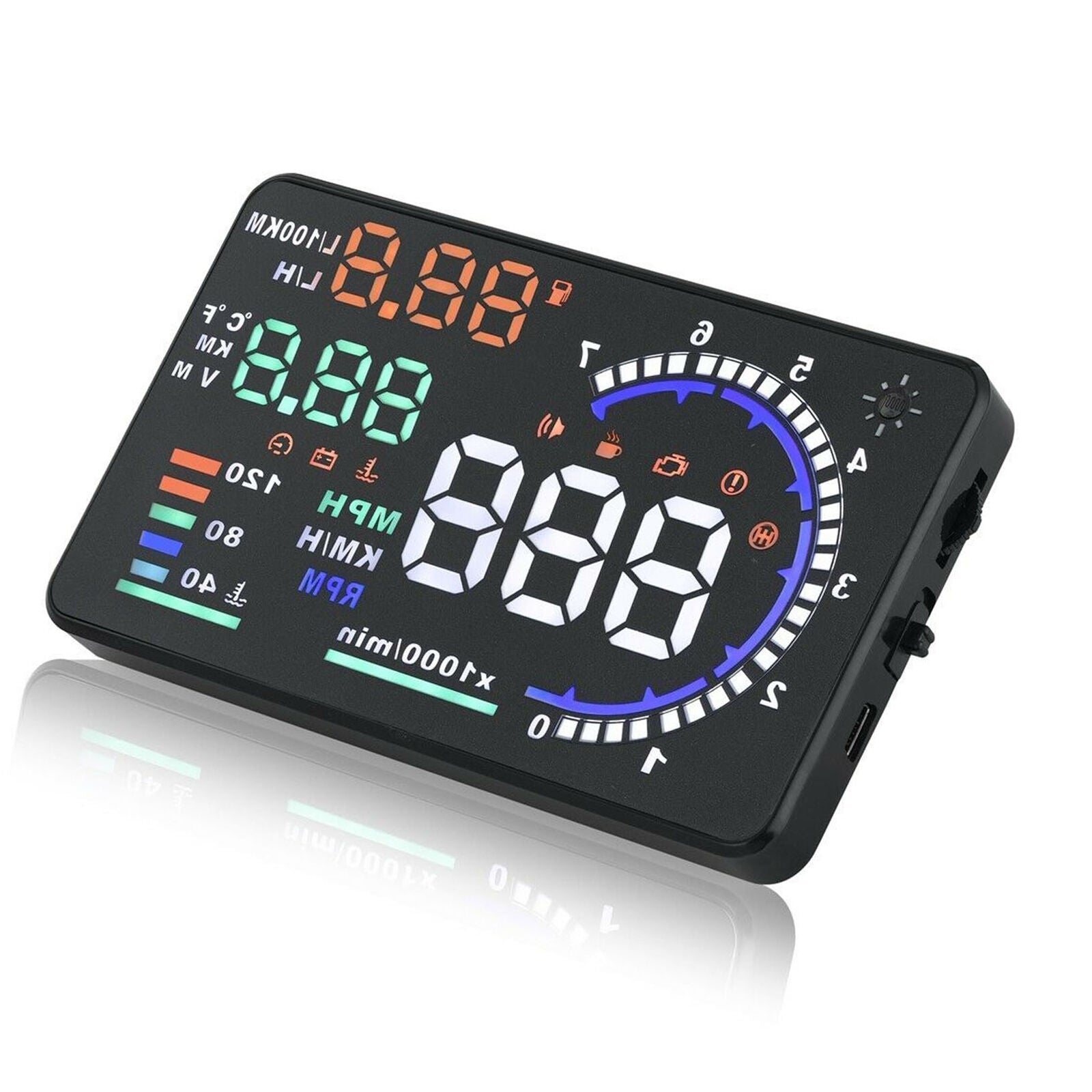 A8 Car HUD Head Up Display OBD II OBD2 Auto Gauge 5.5" Dash Screen Projector