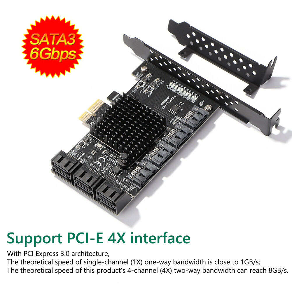 PCI-E to 10 Ports SATA3.0 PCI-E 1X Expansion Card PCI Express 3.0 GEN3 Adapter