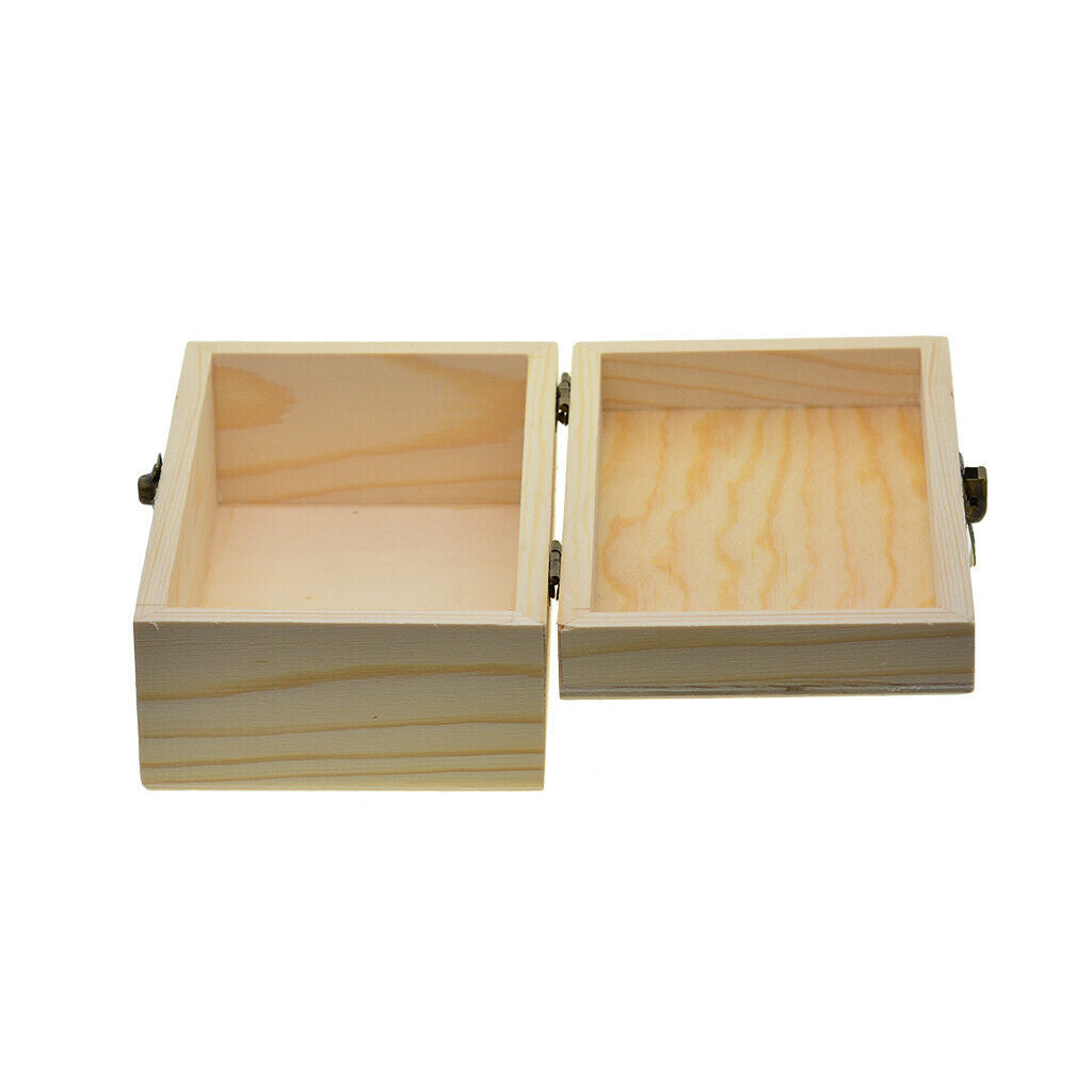 10X Unfinished Plain Pine Rectangle Wooden Jewelry Box Kids DIY Case Storage Box