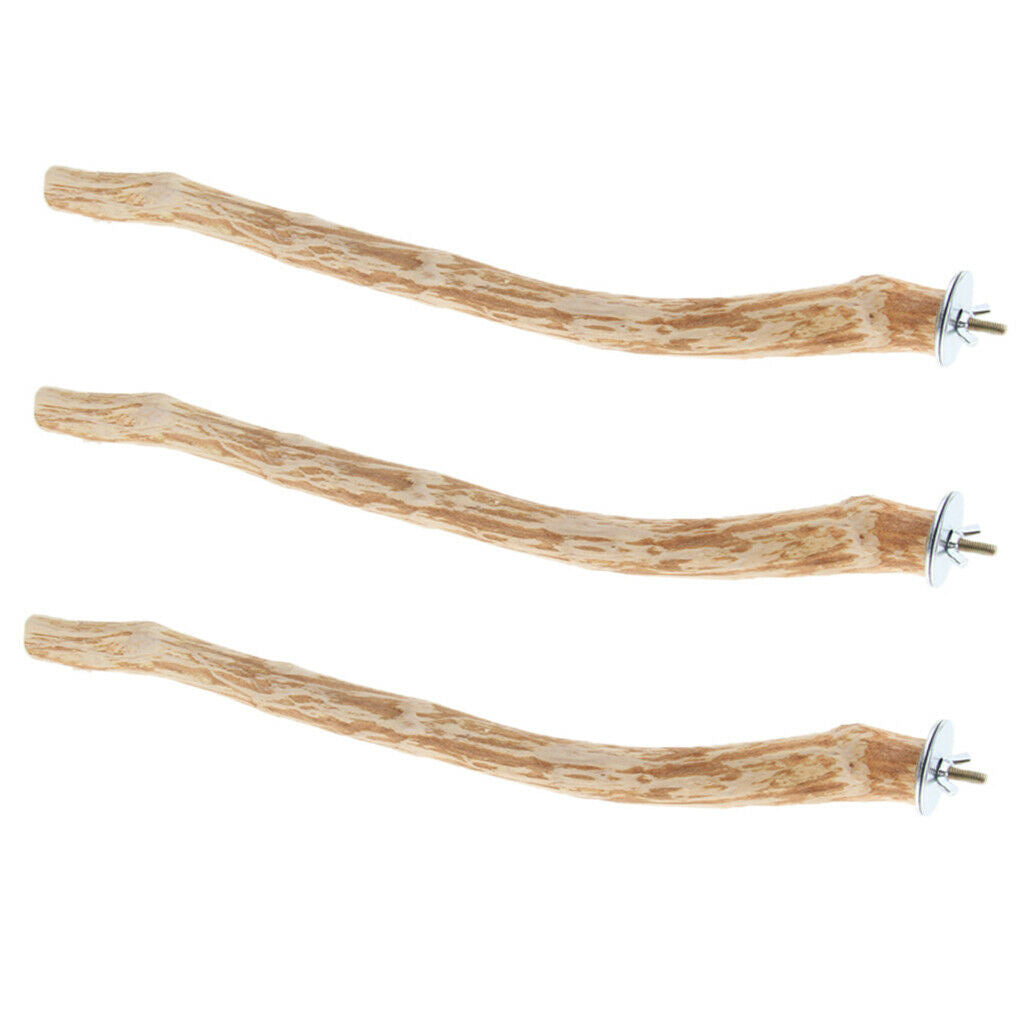 2x Bird Wood Perch Stand Parrots Grinding Nail Toys for Small to Large Birds