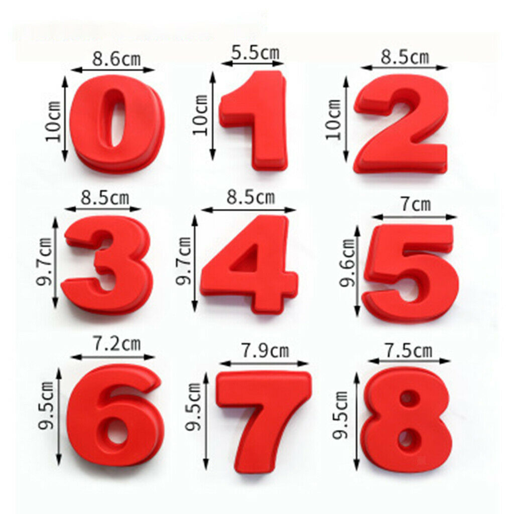 9pcs Food Grade Silicone Number Molds Tray 0-8 Cake Mold Chocolate Birthday