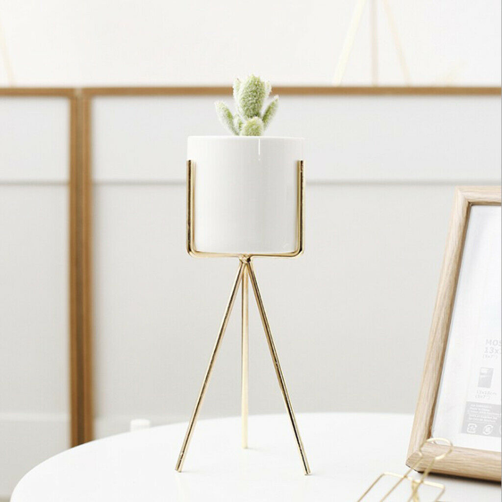 Nordic Style Ceramic Iron Art Vase Set for Home Office Decoration White-M