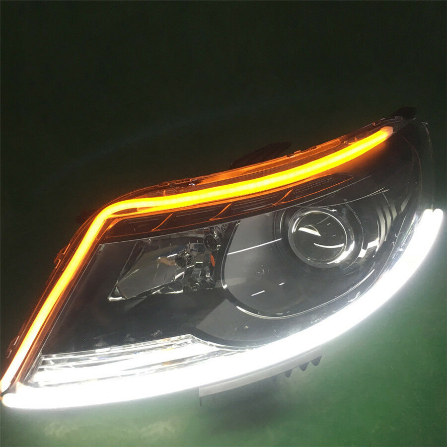 2-Colors White Amber LED Light Strip For DRL Signals Side Marker Light Headlight