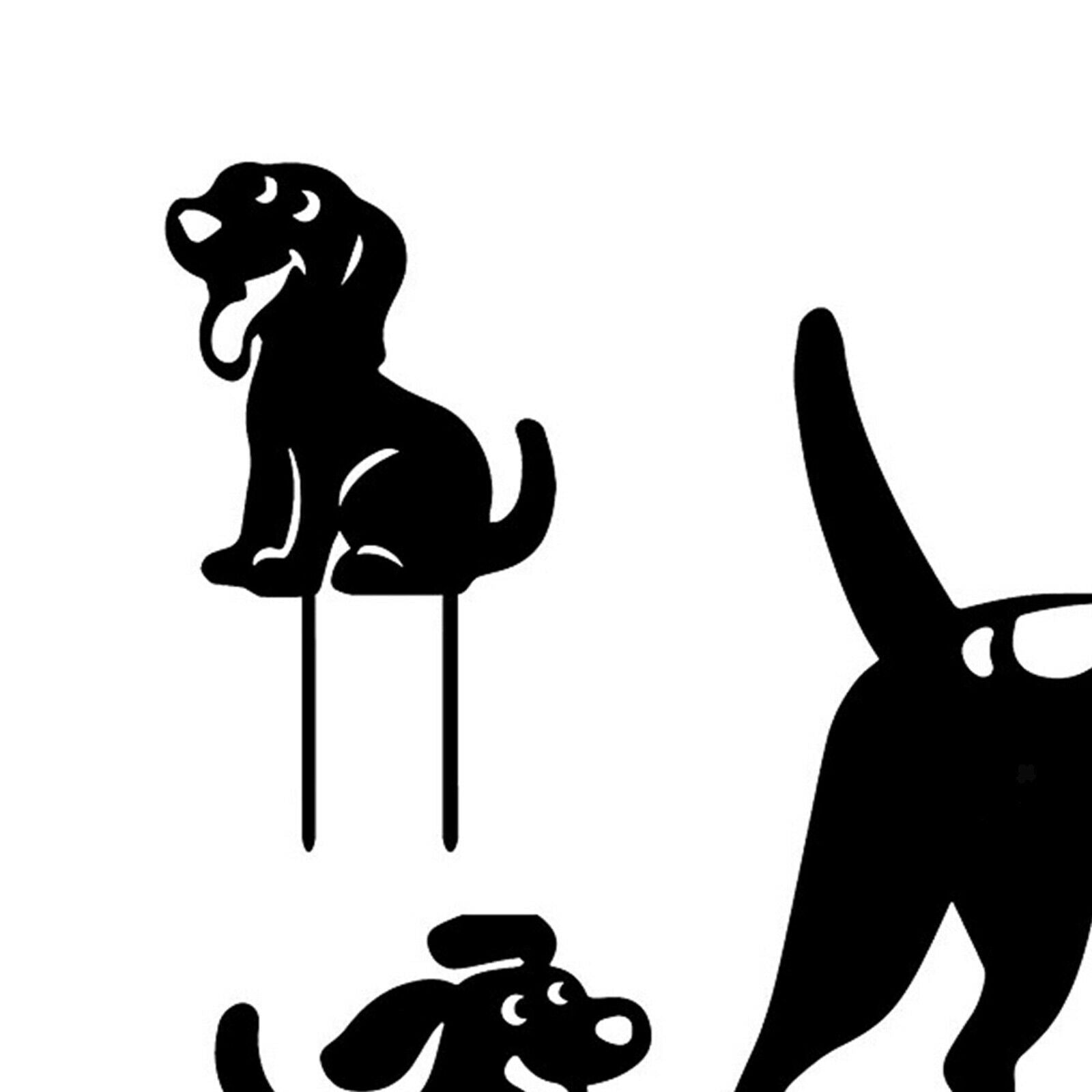 Acrylic Black Dog Silhouette Stakes Ornaments for Lawn Yard Garden Art