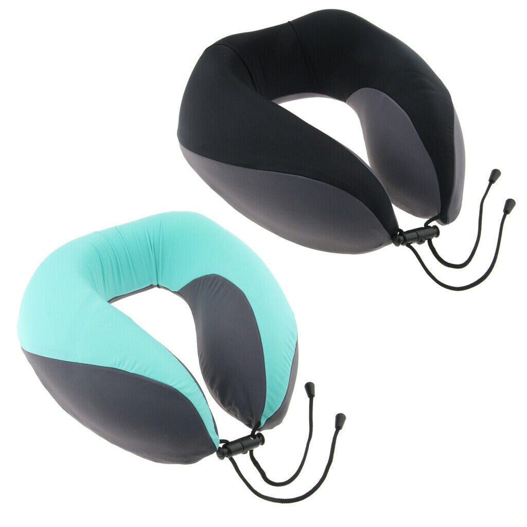 Portable U Shaped Memory Foam Pillow Neck Pillow fo Office Travel Gray Green