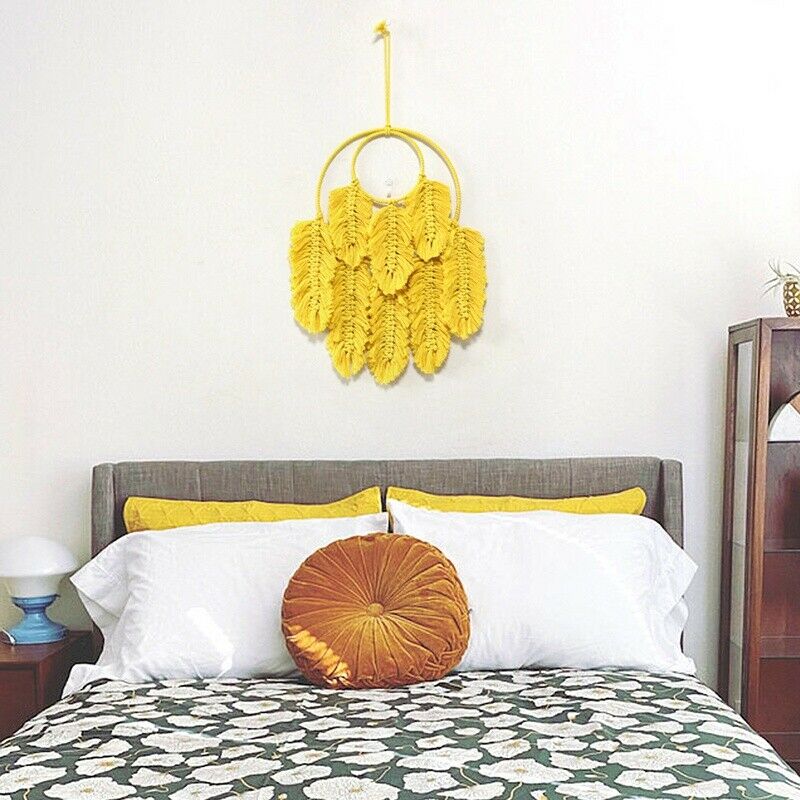 Hotel Room Wall Art Craft Adorn Handwoven Wall Hangings Tapestry Ornament Yellow