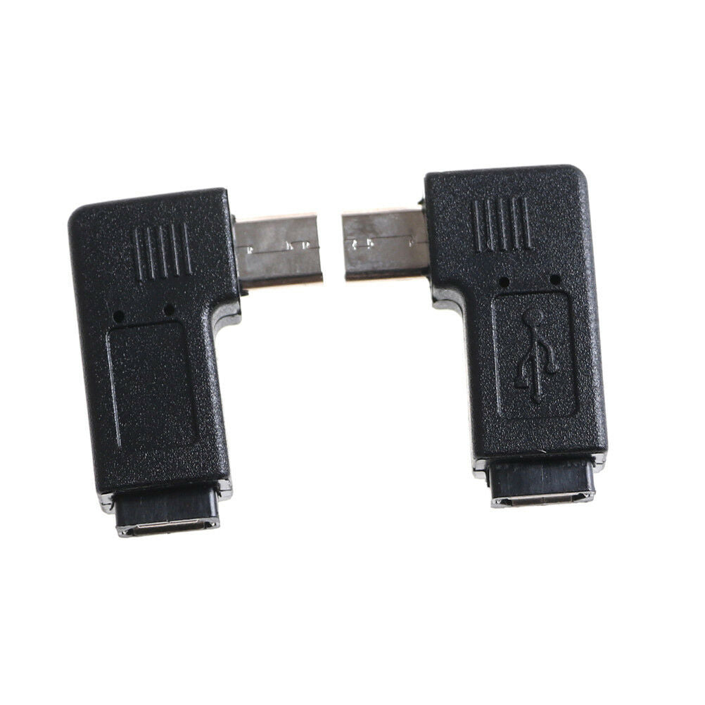 2x 90 Degree Micro Left &Right Angle USB Male to Female Plug Adapter Charg.l8