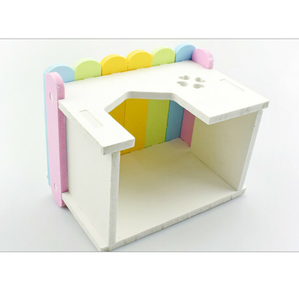 Wooden Hamster House Hideout Hut, Colorful Rat Hideaway Exercise Toys for Small