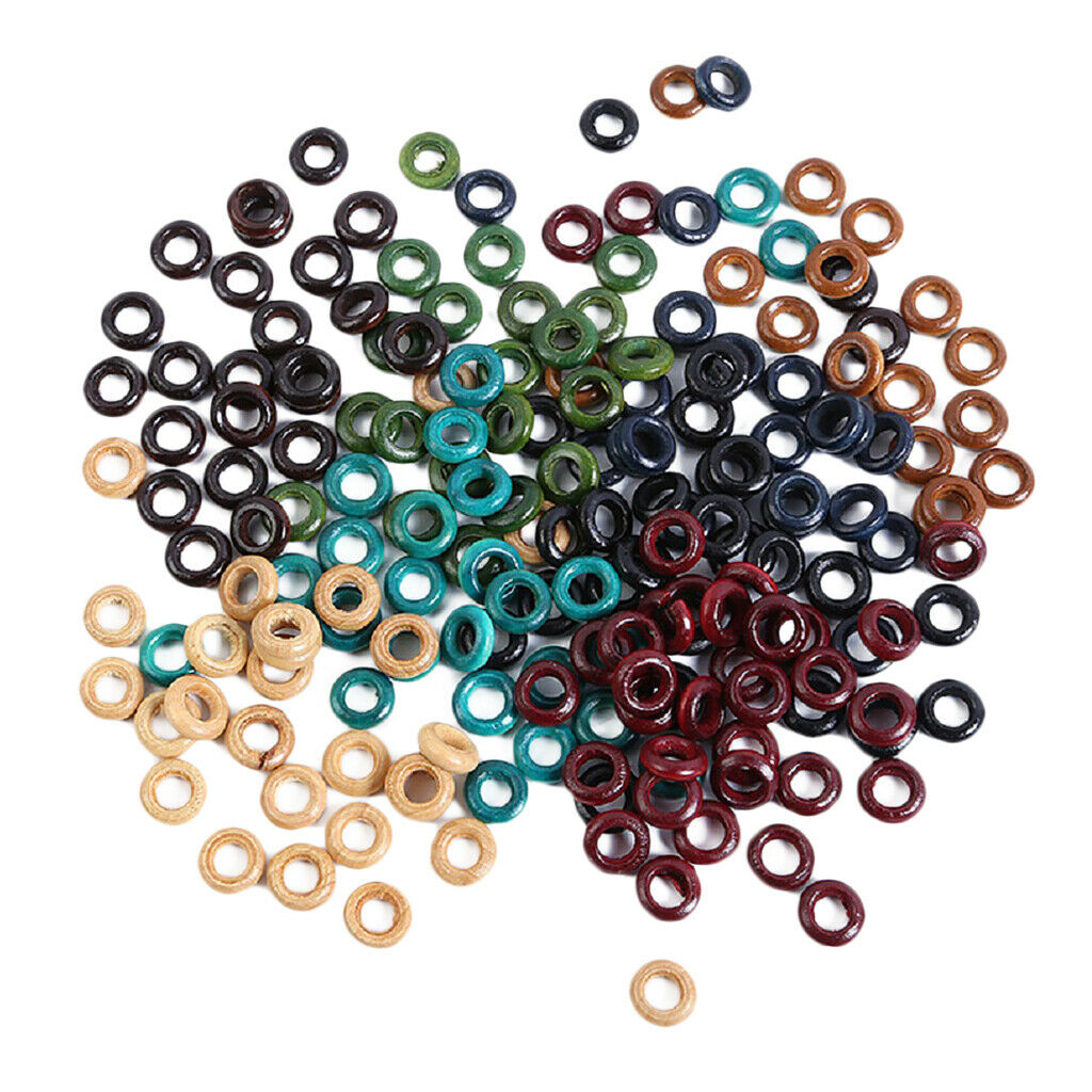 100 Pieces Multi Color Round Wood Hair Braid Dread Dreadlock Beads Cuff Clip