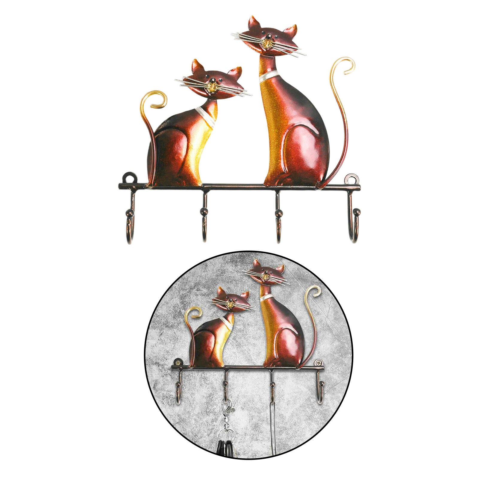 Coat Rack Wall Mounted, 4 Hooks Metal Iron Coat Hook Rail Hanger for Hanging