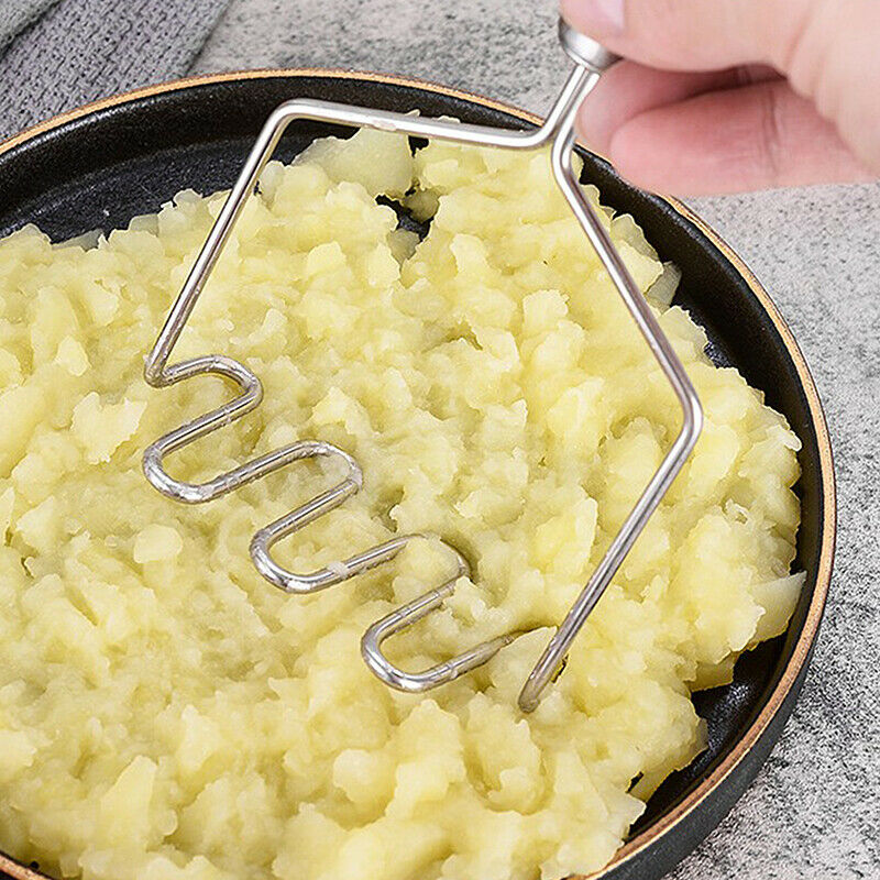 Stainless Steel Wave Shape Potato Masher Tool Kitchen Bar Potatoes Crush.l8