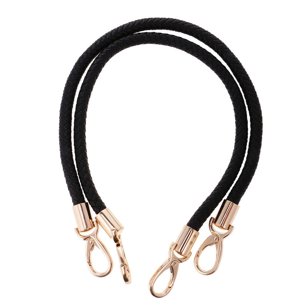 4Pcs DIY Shoulder Bag Braided Strap Replacements Handbag Handle Black+Brown