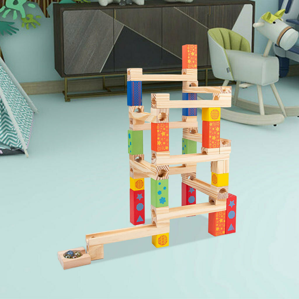 53Pcs/Set Geometric Shape Stack Block Wooden Set for Boys and Girls Kids