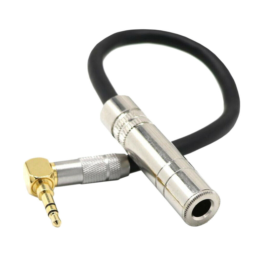 90 Degree 3.5mm Male to 6.35 Female Stereo Audio Extension Cable Cord Earphone