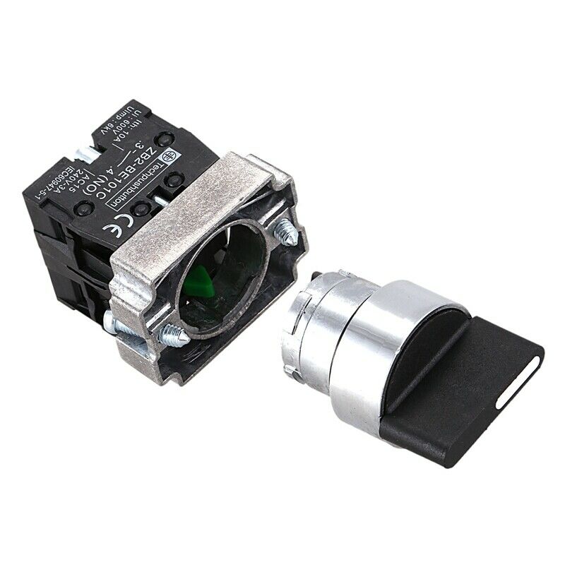 22mm Latching 2 NO 3-Position Rotary Selector Select Switch ZB2-BE101C Black CQ1