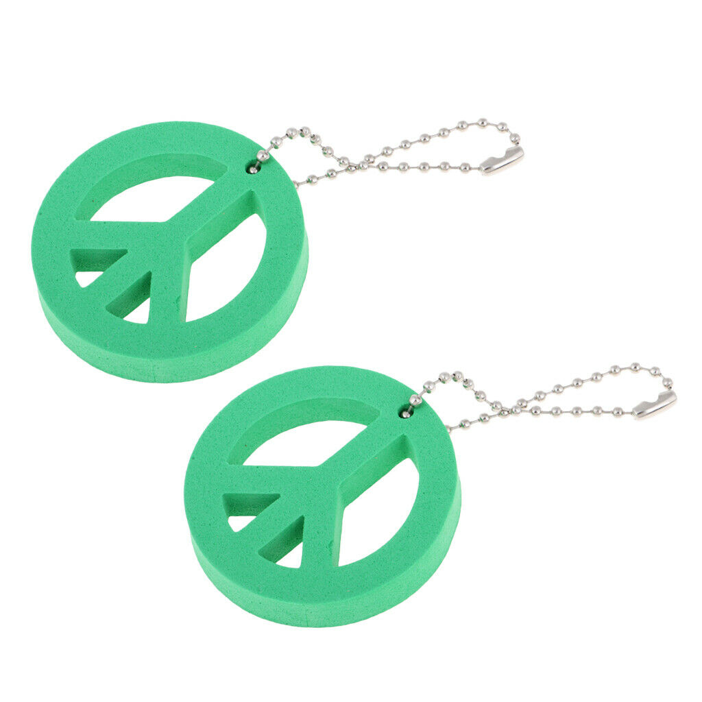 2 Pieces Round Buoy EVA Floating Keychain Keyring Yachting Key Float Green