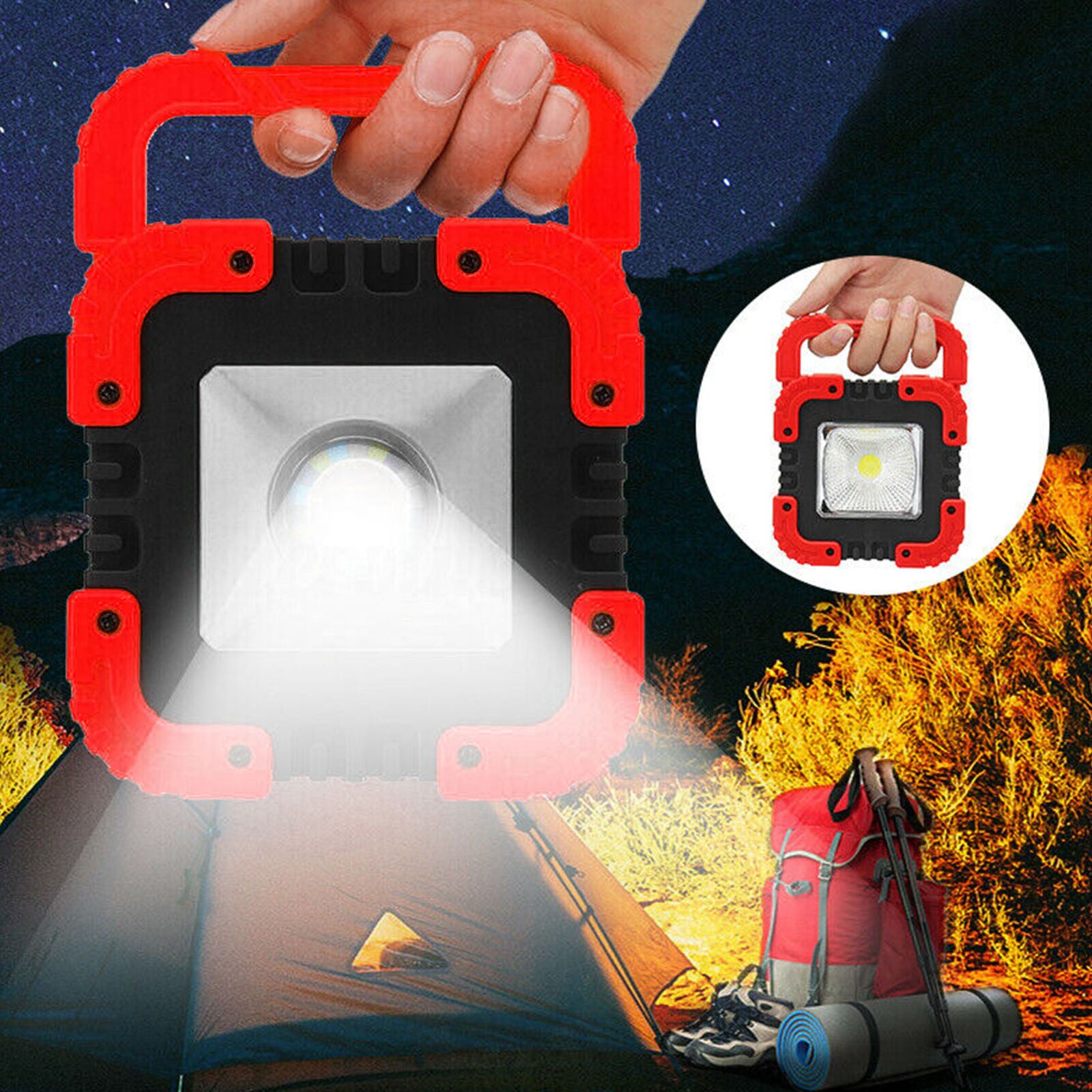 100W 2000LM USB Solar LED Work Light Rechargeable Emergency Flood Lamp W/ Stand
