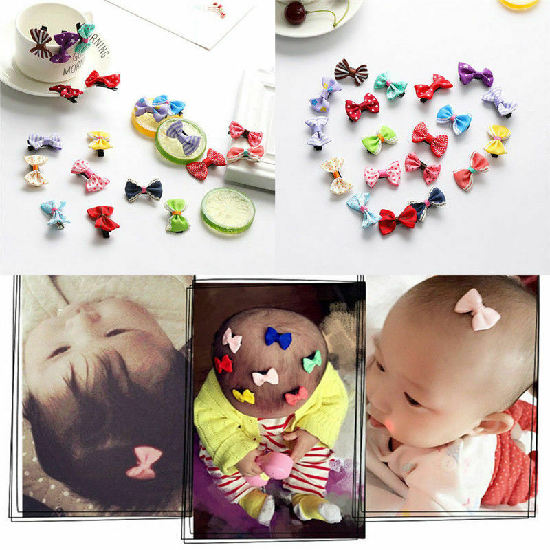 10X/set Kids Baby Girl's Bow Ribbon Hair Bow Mini Clips Hair Clip Hairpins Hot