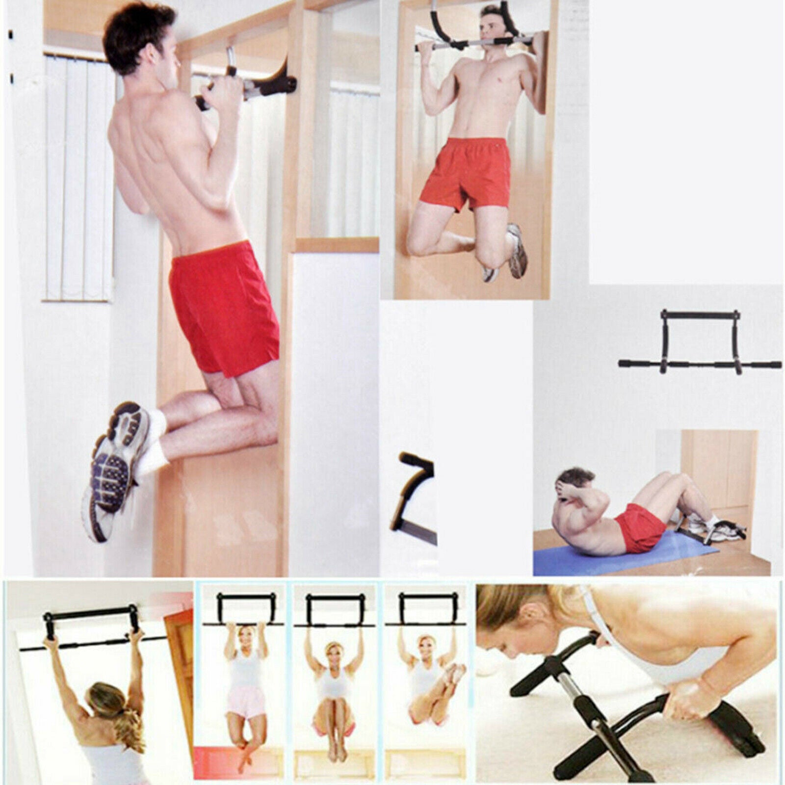 Doorway Pull-up Chin-Up Bar Upper Body Ab Home Gym Fitness Training Strength