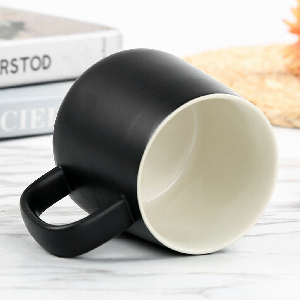 Ceramic Water Coffee Cup with Spoon Gifts for Lovers Water Coffee Cup Black