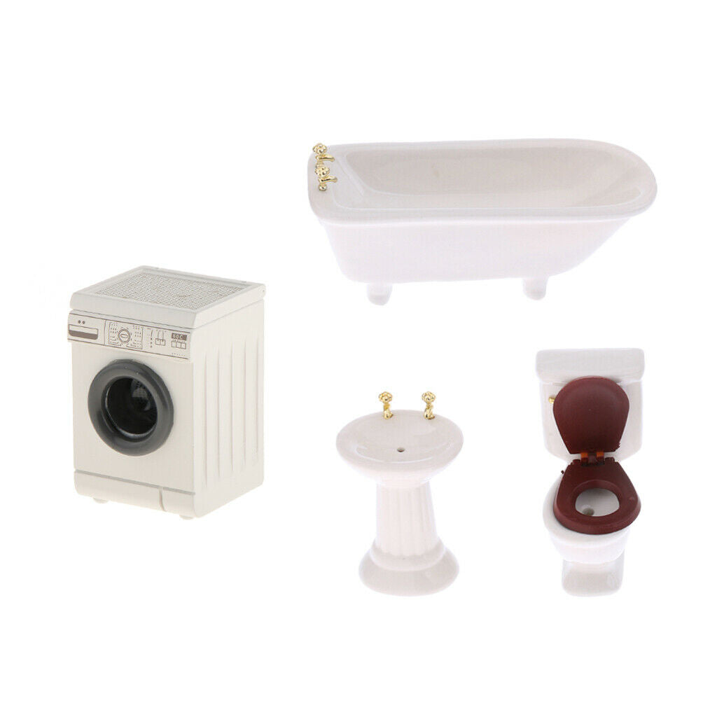 1:12 Simulation Washing Machine & Ceramic Bathroom Set Furniture Supplies