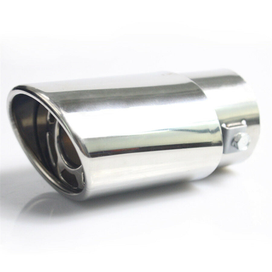 1x Chrome Stainless Steel Car Rear Round Exhaust Pipe Tail Muffler Tip Cover USA