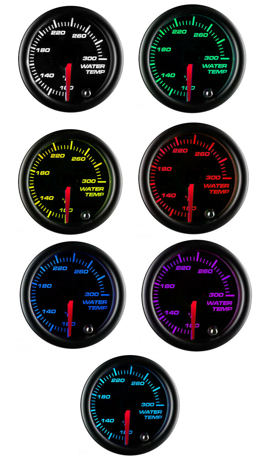 Black 52mm 7 Color LED Water Coolant Temperature Temp Gauge Meter - Â°F