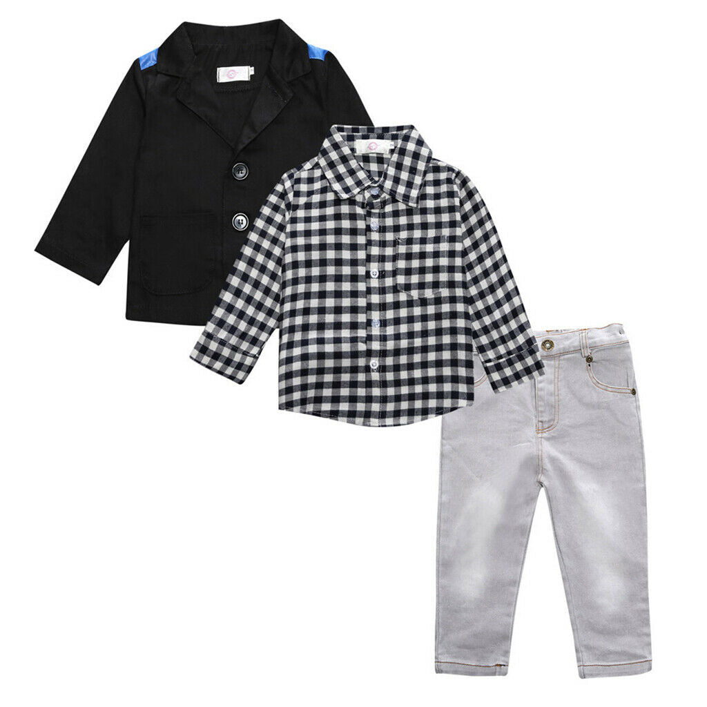 3pcs Children Little Boys Clothing Sets Coat+Shirt+Jeans Leisure Suit 3T