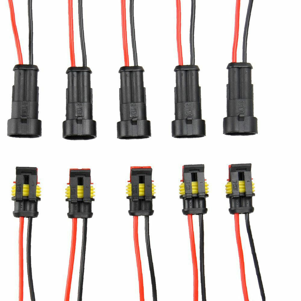 5x 2Pin Car Waterproof Electricals Connectors Plugs with Wires AWG Marin_.l8