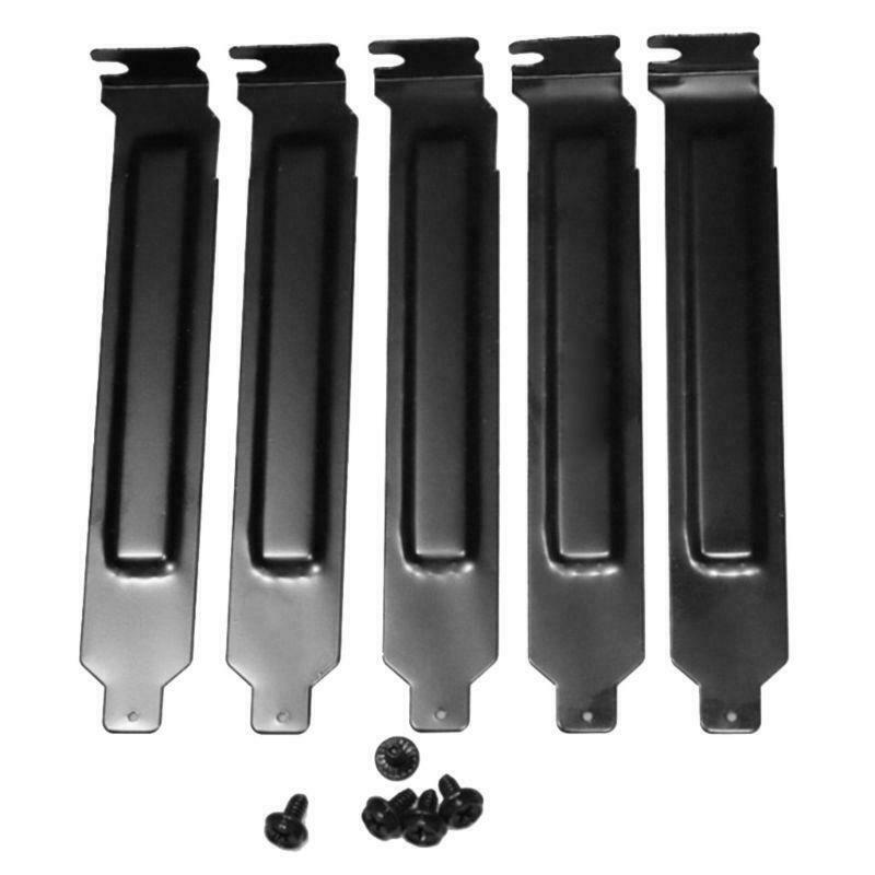 5PCS Black Hard Metal Steel PCI Slot Covers Bracket with Screws Full Profile for