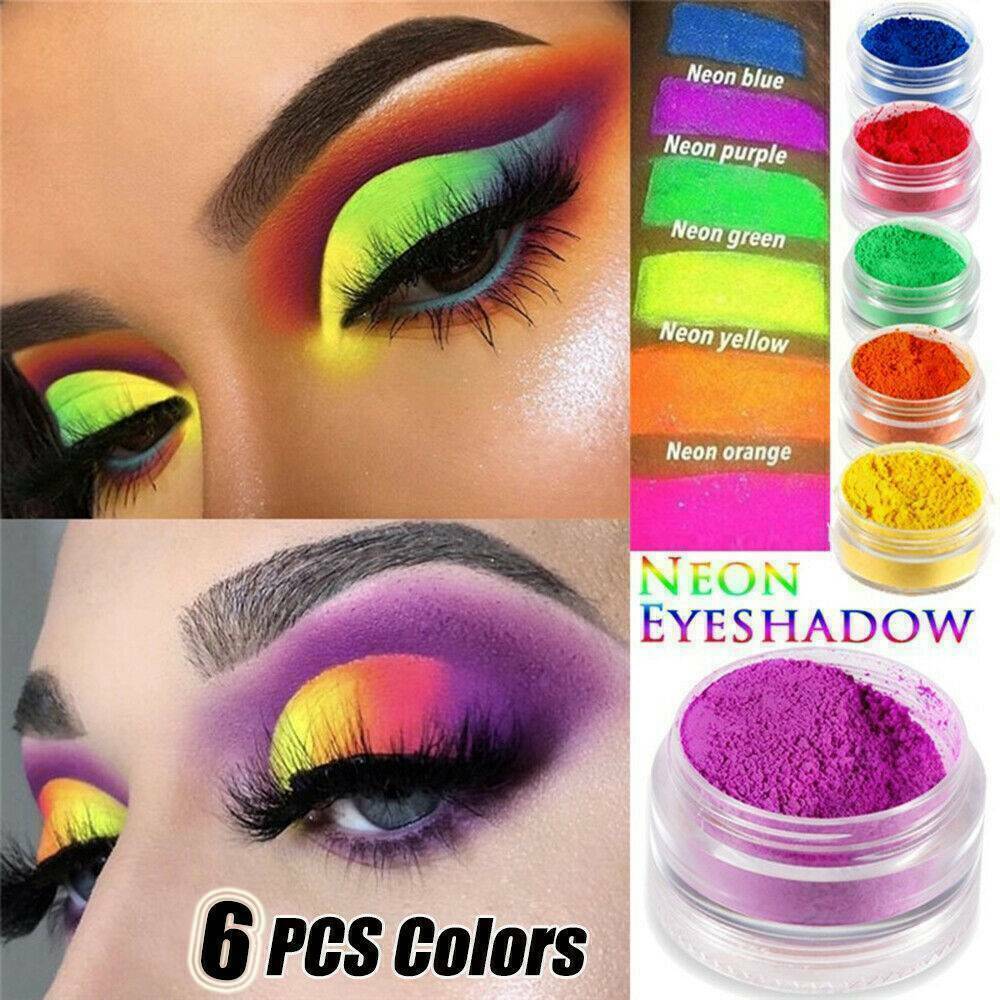 6 Box Lasting Shimmer Eyeshadow Pigment Matte Eyeshadow Neon Powder Nails Powder