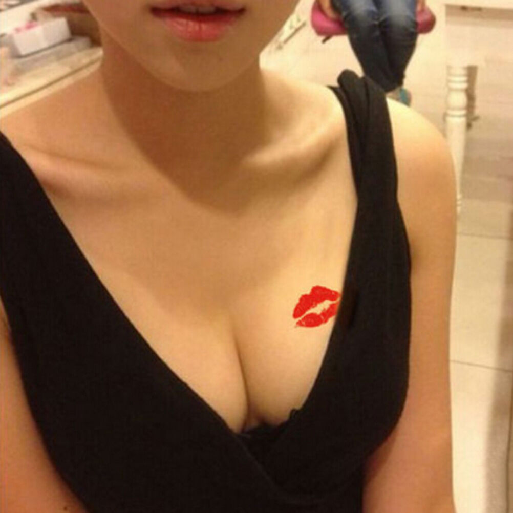 2pcs Sexy lips Tattoo Temporary Body Arm Stickers Black Removable Waterproof BD
